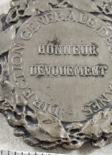 Ancienne médaille / insigne, Direction Générale des Douanes, en argent ^