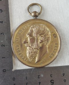 Old medal, Leopold II, Agricultural Society Brussels 1909, Belgium