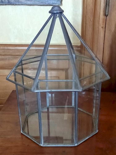 Ancienne Mini Petite Serre d Intérieur Jardin D Hiver Terrarium Verre