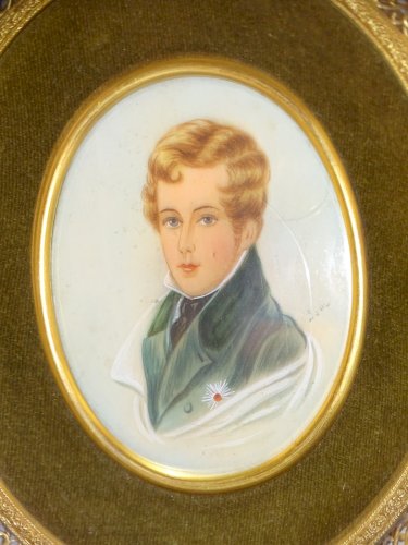 -ANCIENNE MINIATURE PEINTE SOUS VERRE L'AIGLON d'après DAFFINGER CADRE   D