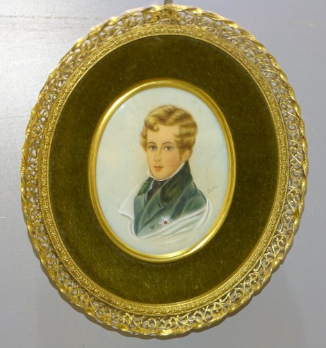 -ANCIENNE MINIATURE PEINTE SOUS VERRE L'AIGLON d'après DAFFINGER CADRE   D