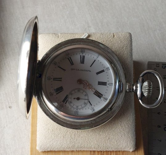 Ancienne montre gousset mécanique, Salter Russie, en argent ^