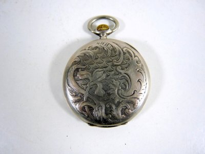 Vintage pocket watch PONCTUA SPIRAL BREGUET 15 RUBIES silver engraved Art Nouveau