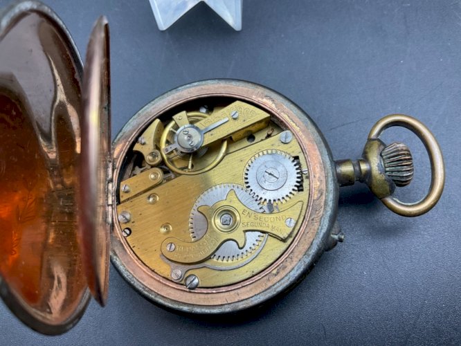 Ancienne Montre Gousset régulateur décor chasse art nouveau