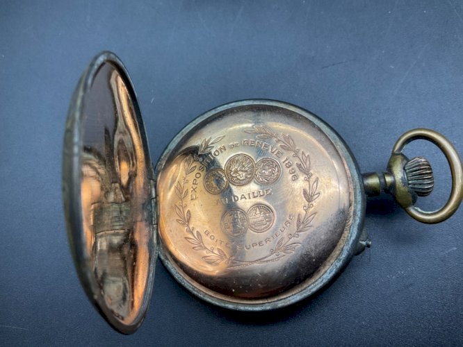 Ancienne Montre Gousset régulateur décor chasse art nouveau