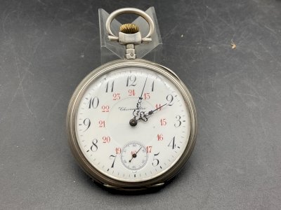 Antique silver regulator pocket watch.
