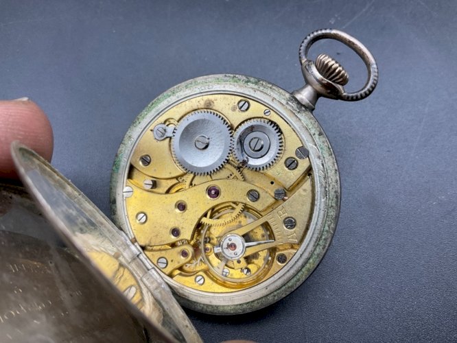 Ancienne Montre Gousset régulateur LIP ARGENT NIELLÉ brasserie Georges 1914-1930