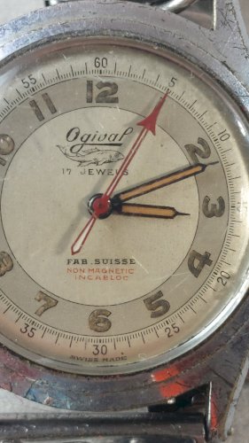 Ancienne montre mécanique, Ogival Fisk, non magnetic 17 jewels