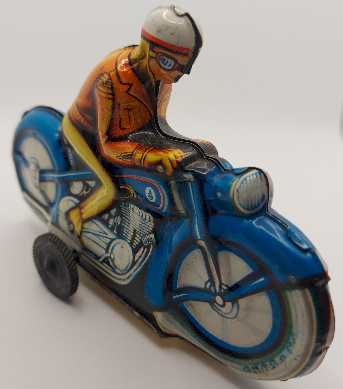 Ancienne Moto + Pilote En Tôle Lithographiée – J.M.L France – Jouet Vintage