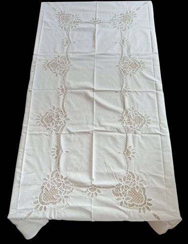 Ancienne Nappe /textile Linge Table Maison ancien /Old embroidered tablecloth