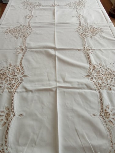 Ancienne Nappe /textile Linge Table Maison ancien /Old embroidered tablecloth