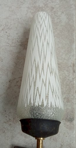 Ancienne Paire Applique Vintage Métal Noir Doré Et Verre Old Wall Lamp