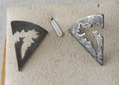 Ancienne paire de boucles d'oreilles, b&b, en argent massif, vintage