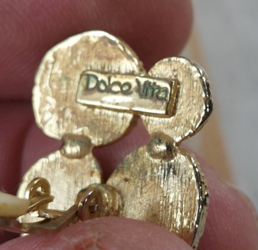 Ancienne paire de boucles d'oreilles clip, style haute couture, Dolce Vita