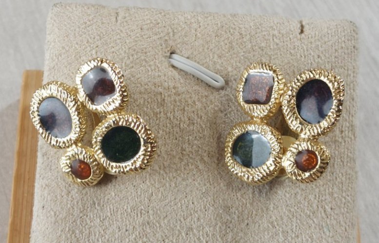 Ancienne paire de boucles d'oreilles clip, style haute couture, Dolce Vita