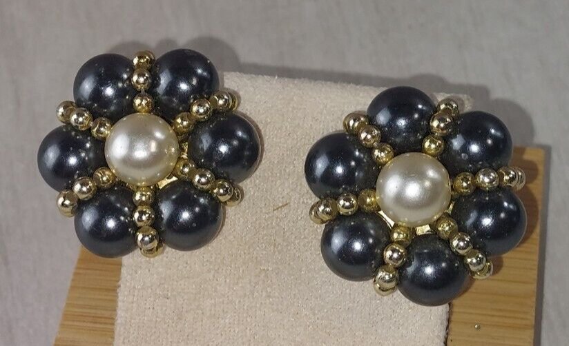 Boucles D'oreilles Clips Vintage En Laiton Doré - Occasion - Style Rétro