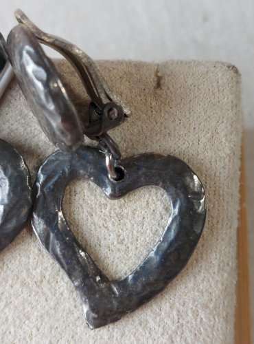 Ancienne paire de boucles d'oreilles clips, en métal argenté, Scooter ^