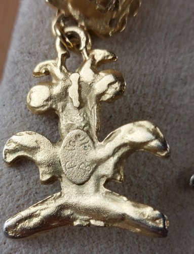 Ancienne paire de boucles d'oreilles clips, en métal doré, Inca, Balaboosté