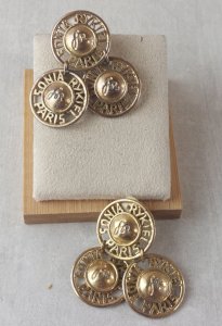 Vintage clip-on earrings, gold-tone metal, Sonia Rykiel