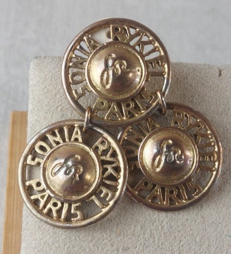 Ancienne paire de boucles d'oreilles clips, en métal doré, Sonia Rykiel ^