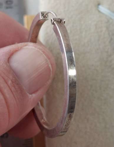 Ancienne paire de boucles d'oreilles, créoles, en argent massif