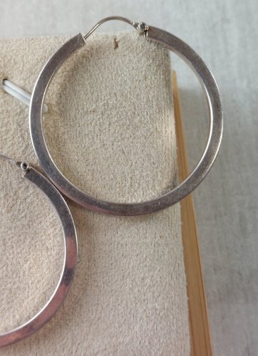 Ancienne paire de boucles d'oreilles, créoles, en argent massif