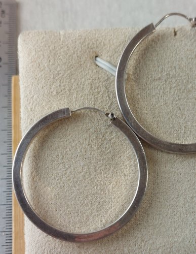 Ancienne paire de boucles d'oreilles, créoles, en argent massif