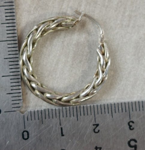 Ancienne paire de boucles d'oreilles, créoles torsadées, en argent