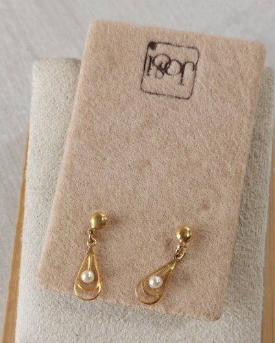 Ancienne paire de boucles d'oreilles, en métal doré, vintage