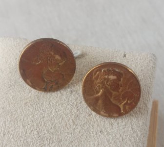 Vintage pair of cufflinks, Art Nouveau, Pomone