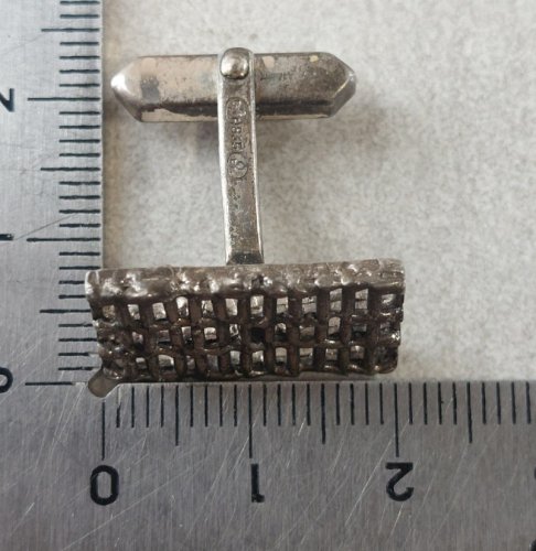 Ancienne paire de boutons de manchettes, en argent 835, Mecan