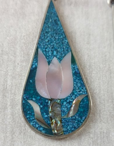 Ancienne paires de boucles doreilles pendantes, Hecho en Mexico, en argent