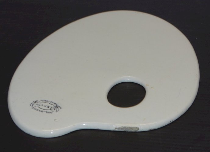 -ANCIENNE PALETTE de PEINTRE PORCELAINE OPAQUE CREIL & MONTEREAU  L M  & Cie  D