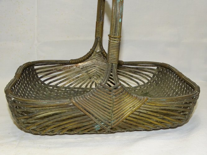 -ANCIENNE PANIERE LAITON TRESSE ARGENTE déco TABLE COLLECTION VITRINE   D