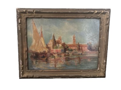 old oil marine painting on cardboard unsigned Provençal Italian?