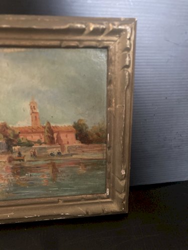 ancienne peinture huile marine sur carton  non Signée provencal Italien  ?