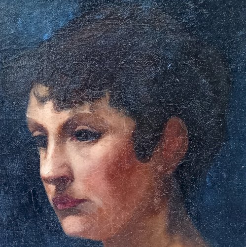 Ancienne Peinture Huile Toile Portrait Jeune Homme Art 19 Ème Siècle Old Paint