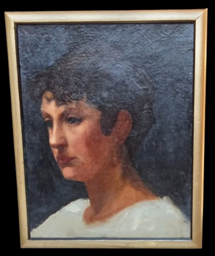 Ancienne Peinture Huile Toile Portrait Jeune Homme Art 19 Ème Siècle Old Paint