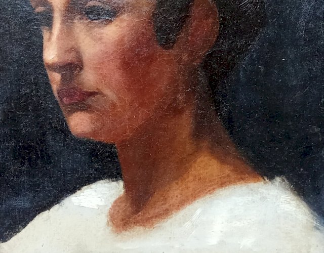 Ancienne Peinture Huile Toile Portrait Jeune Homme Art 19 Ème Siècle Old Paint