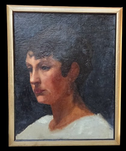 Ancienne Peinture Huile Toile Portrait Jeune Homme Art 19 Ème Siècle Old Paint