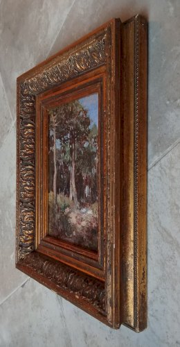 Ancienne Peinture paysage cadre encadrement doré  Old paint golden Frame 19 Ème