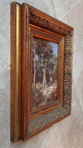 Ancienne Peinture paysage cadre encadrement doré  Old paint golden Frame 19 Ème