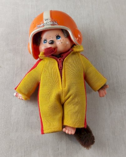 Ancienne peluche Kiki Monchhichi au ski, vintage