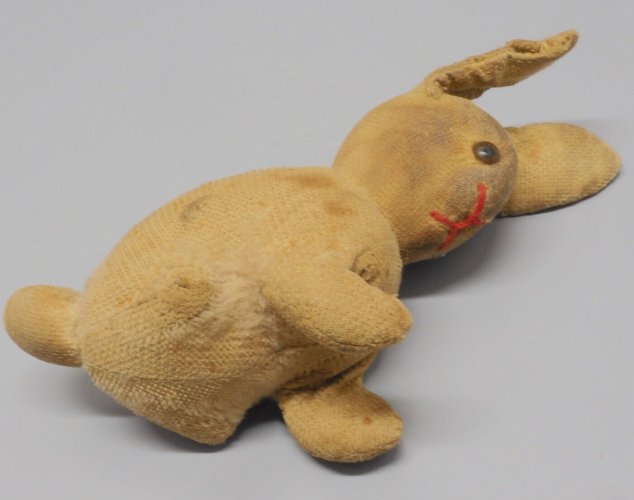 -ANCIENNE PELUCHE LAPIN JOUET ANCIEN TRES Usagé JUS de GRENIER COLLECTION   D