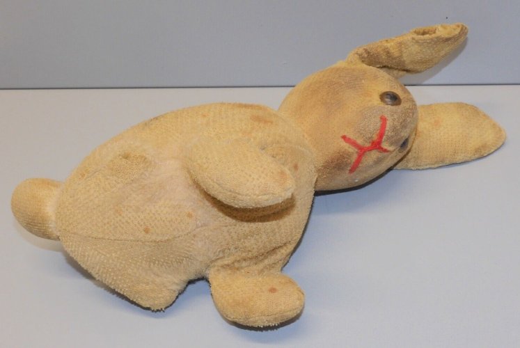 -ANCIENNE PELUCHE LAPIN JOUET ANCIEN TRES Usagé JUS de GRENIER COLLECTION   D
