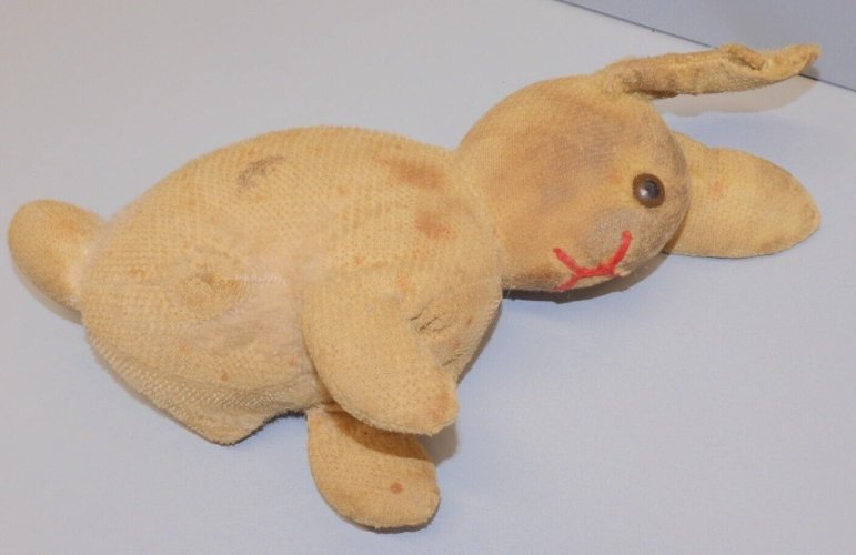 -ANCIENNE PELUCHE LAPIN JOUET ANCIEN TRES Usagé JUS de GRENIER COLLECTION   D