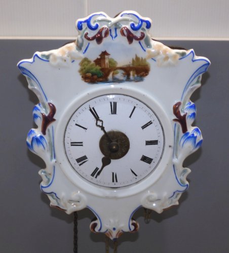 -ANCIENNE PENDULE FORET NOIRE PORCELAINE avec 2 SONNERIES COLLECTION HORLOGE  D