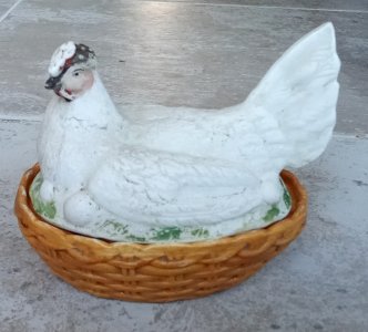 Old Ceramic Biscuit Chicken Incubator Box