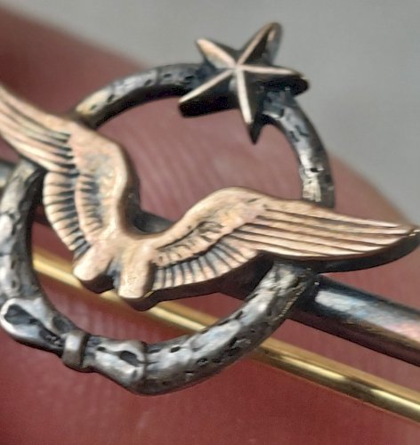 Ancienne petite broche, brevet de pilote de l'armée de l'air, en argent ^