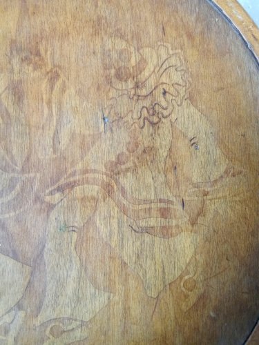 Ancienne Petite Chaise Enfant Fischel Décor Gravé Pierrot Bois Courbé